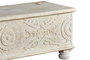 GINER Y COLOMER Baûl coffre de rangement en bois de manguier massif, finition blanc vieilli avec détails en bronze, 150 x 60 x 50 cm
